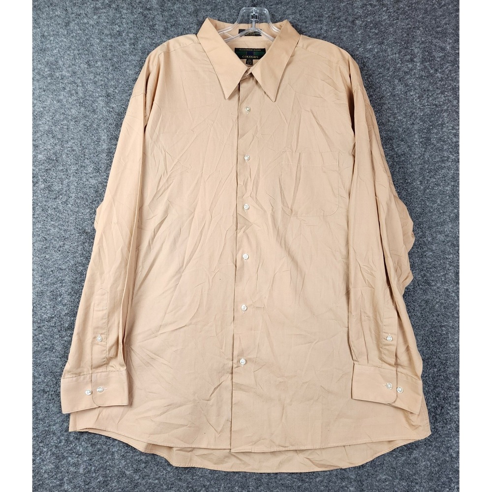 Alexander Julian Colours Button Down Shirt Mens 2XL Tan Cotton Blend Poplin